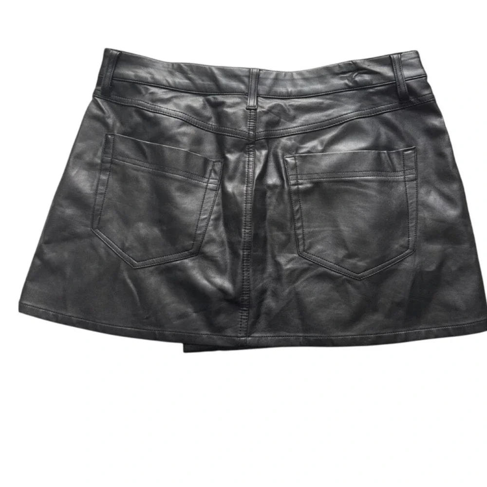 Free People Wynne Vegan Leather Asymmetrical Mini Skirt Black Size 31